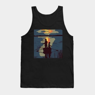 Father Son Fishing Sunset Tank Top